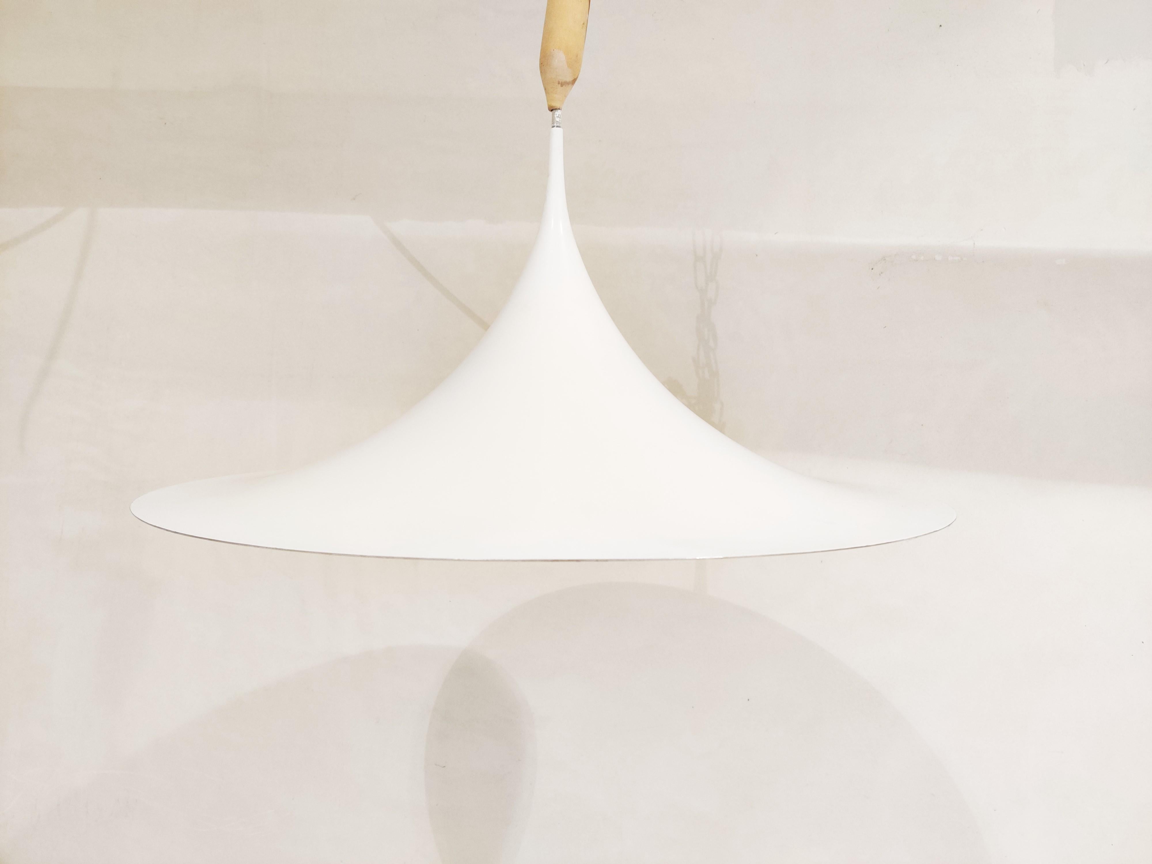 Danish Vintage white semi pendant light by Claus Bonderup and Torsten Thorup for Fog an