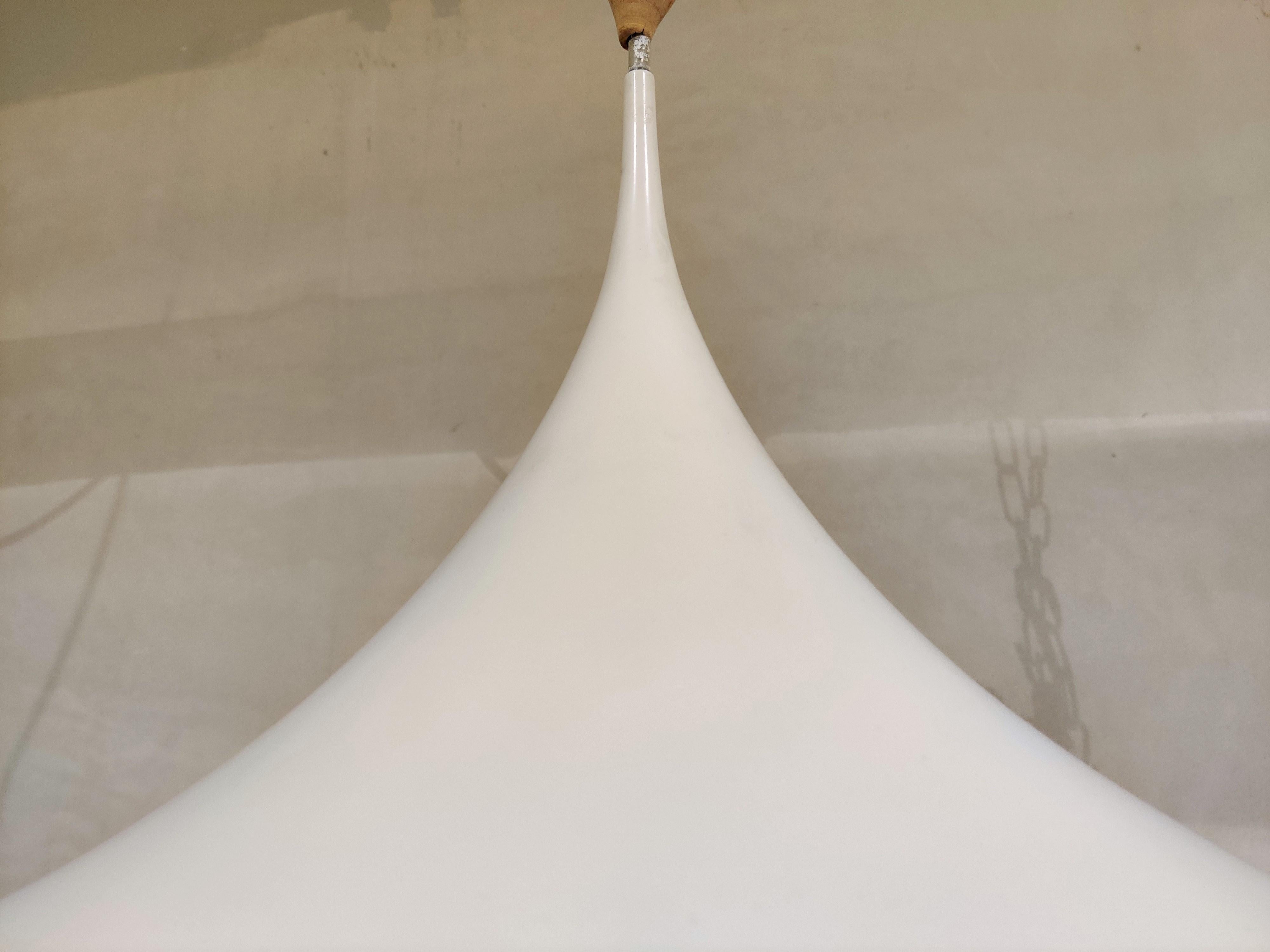 Mid-20th Century Vintage white semi pendant light by Claus Bonderup and Torsten Thorup for Fog an