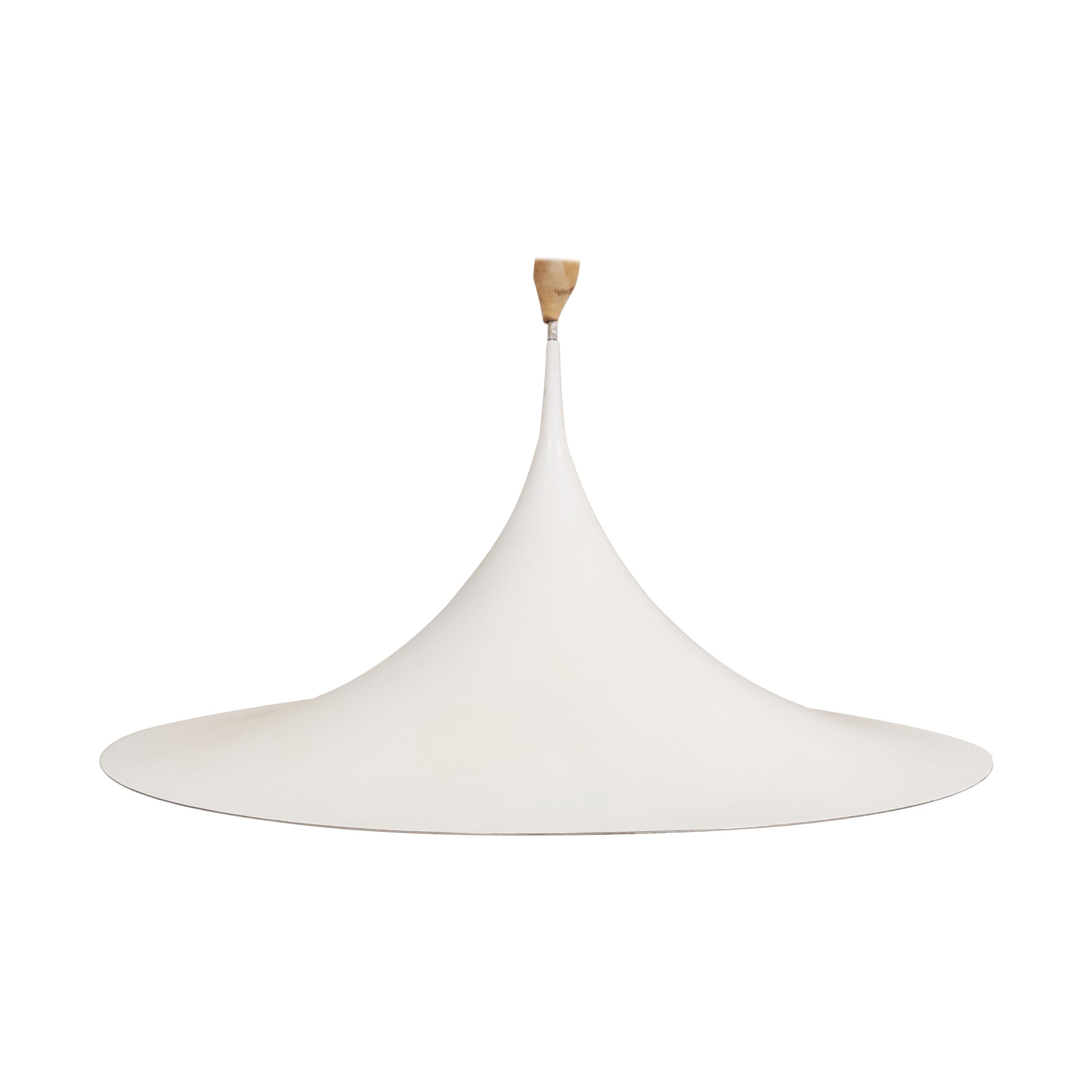 Vintage white semi pendant light by Claus Bonderup and Torsten Thorup for Fog an