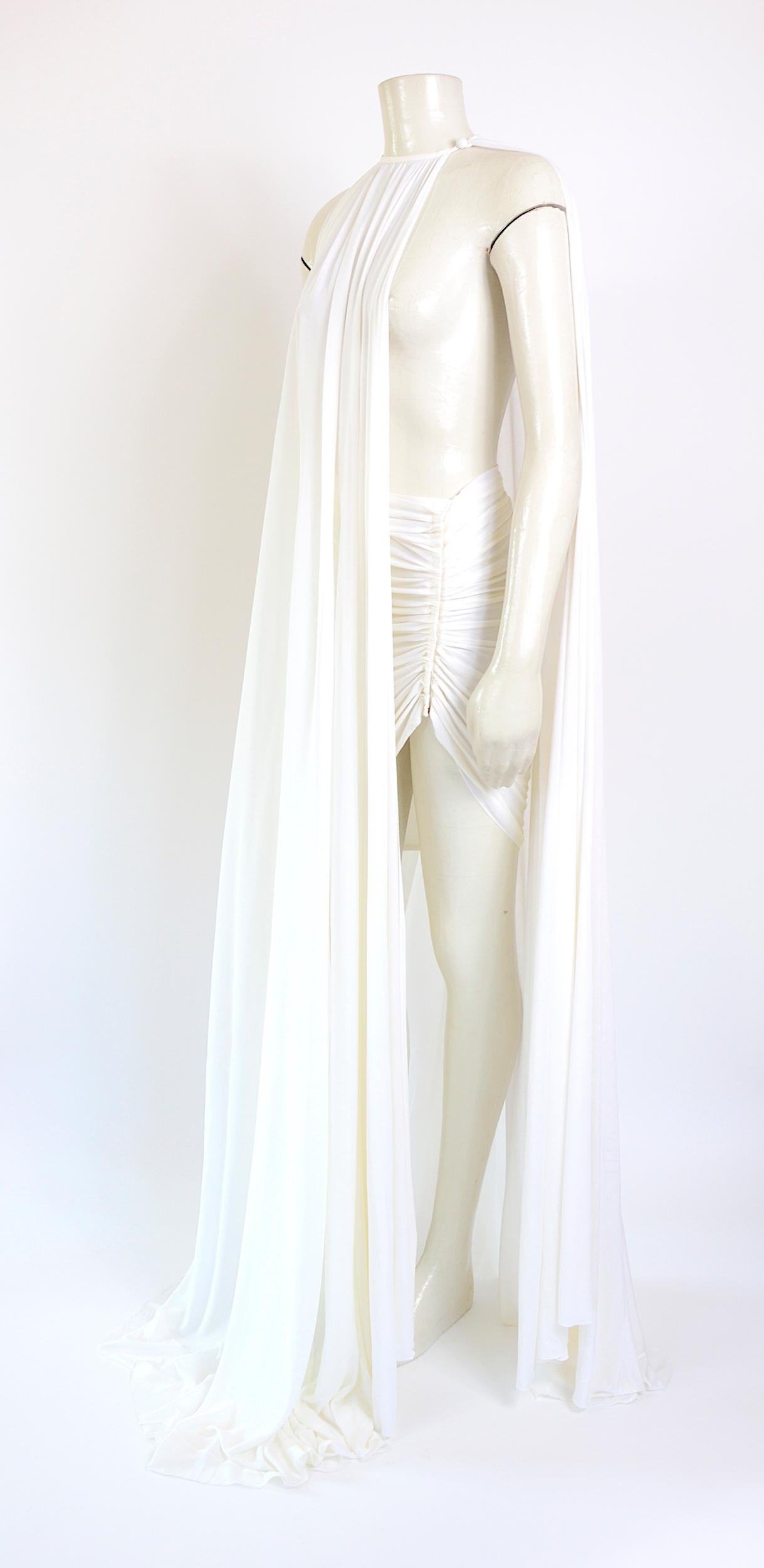 Vintage white silk jersey cape/dress with matching draped skirt. 2