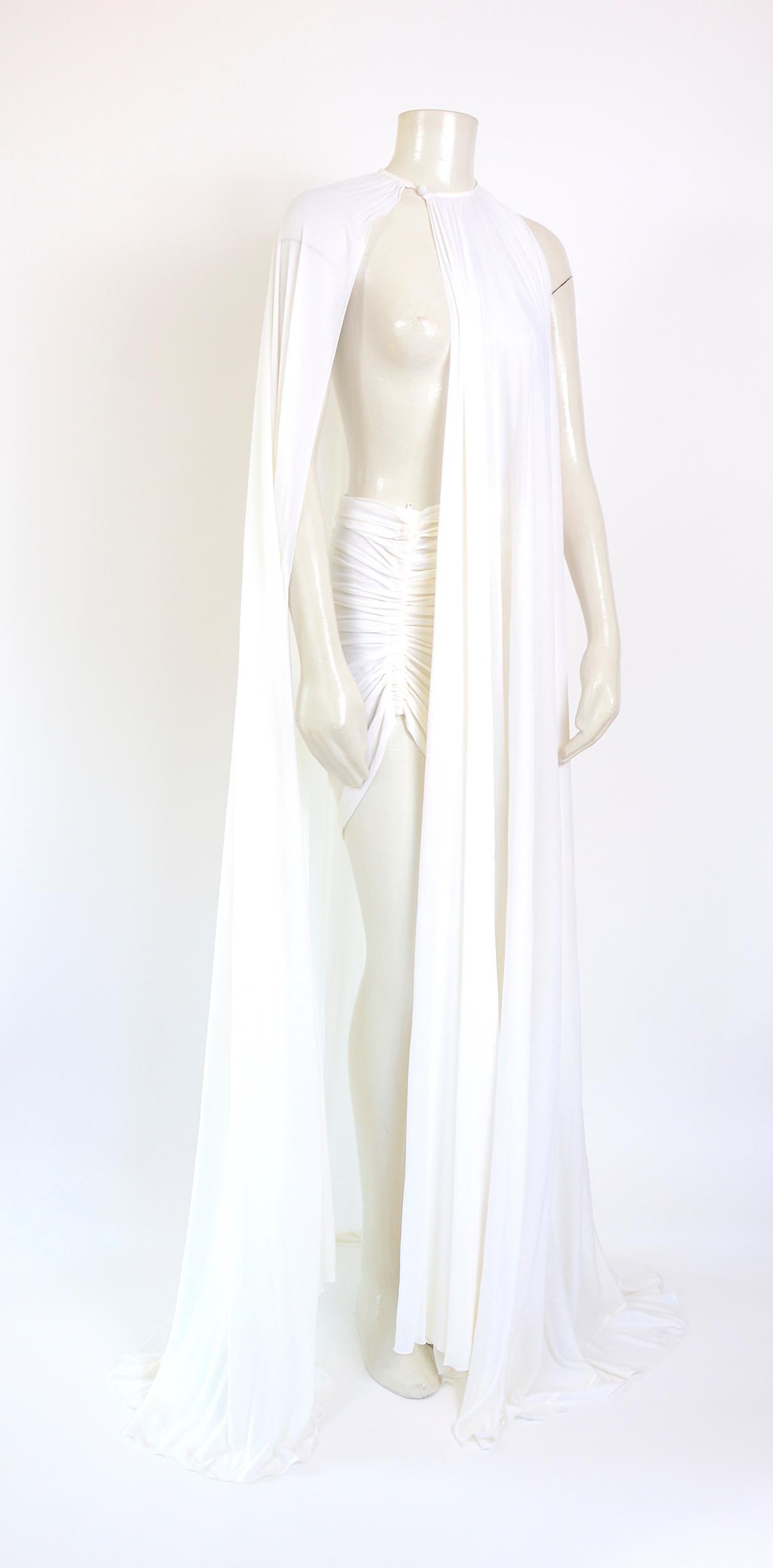 I can't find the right words to describe this cape/dress. This set is so spectacular with many styling options. Made in the kind of silk jersey Madame Grés would have used. This two-piece set was part of the private collection of the iconic Yves