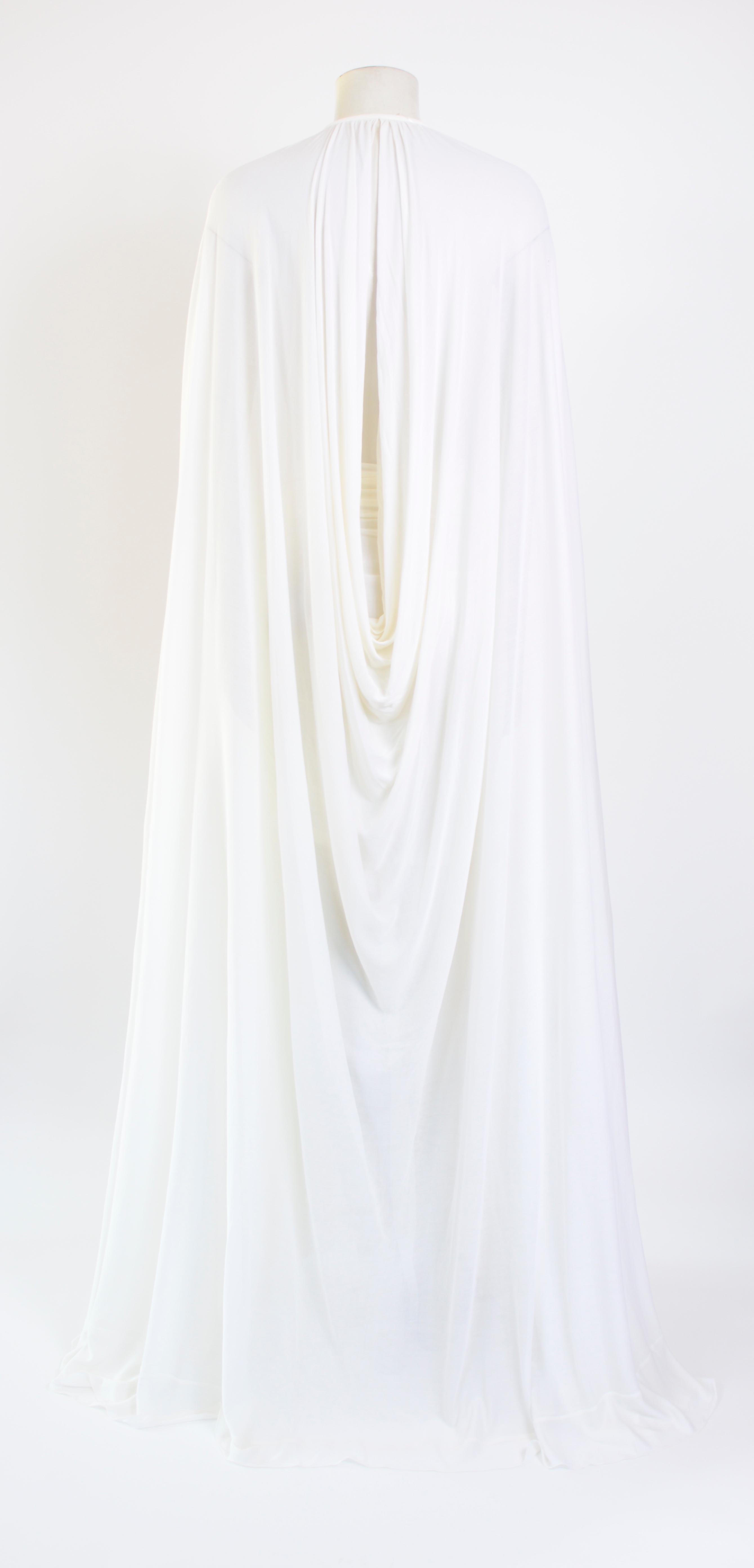 Gray Vintage white silk jersey cape/dress with matching draped skirt.
