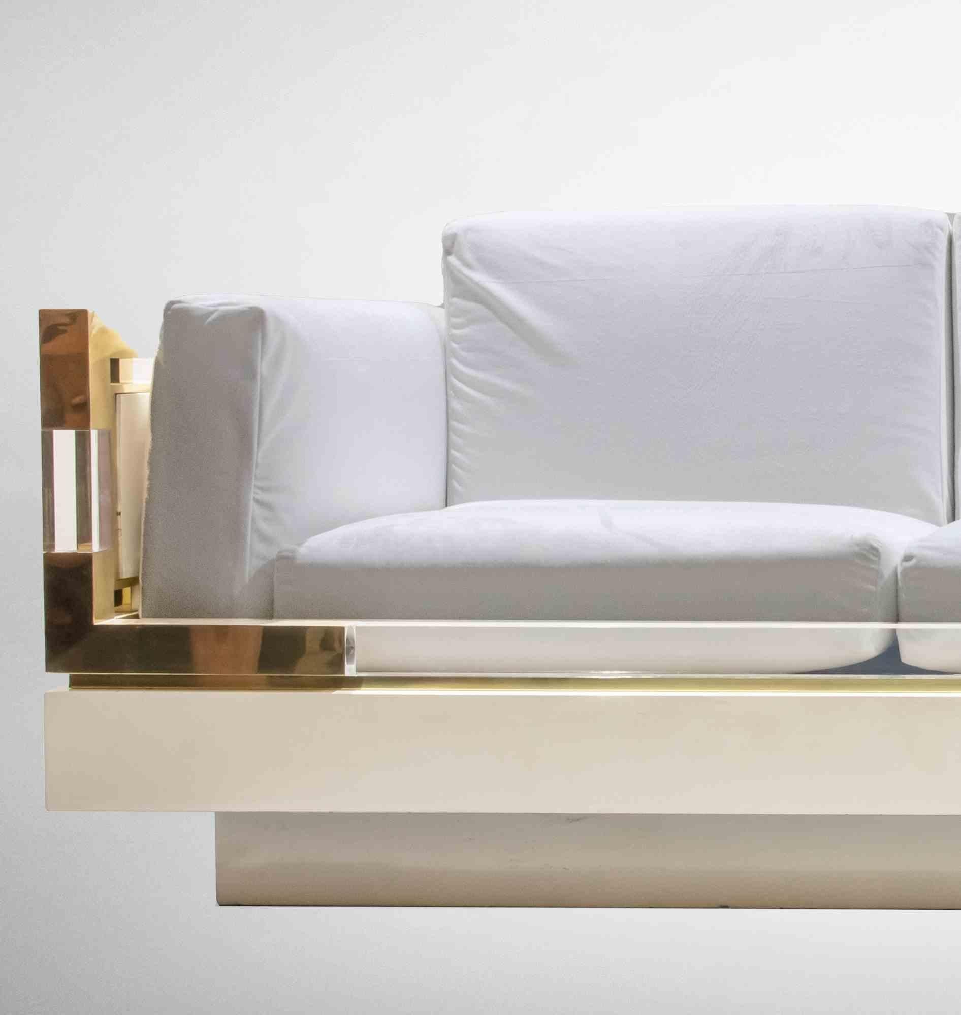 Weißes Vintage-Sofa in Weiß entworfen von Charles Hollis Jones, 1970er Jahre im Zustand „Gut“ im Angebot in Roma, IT