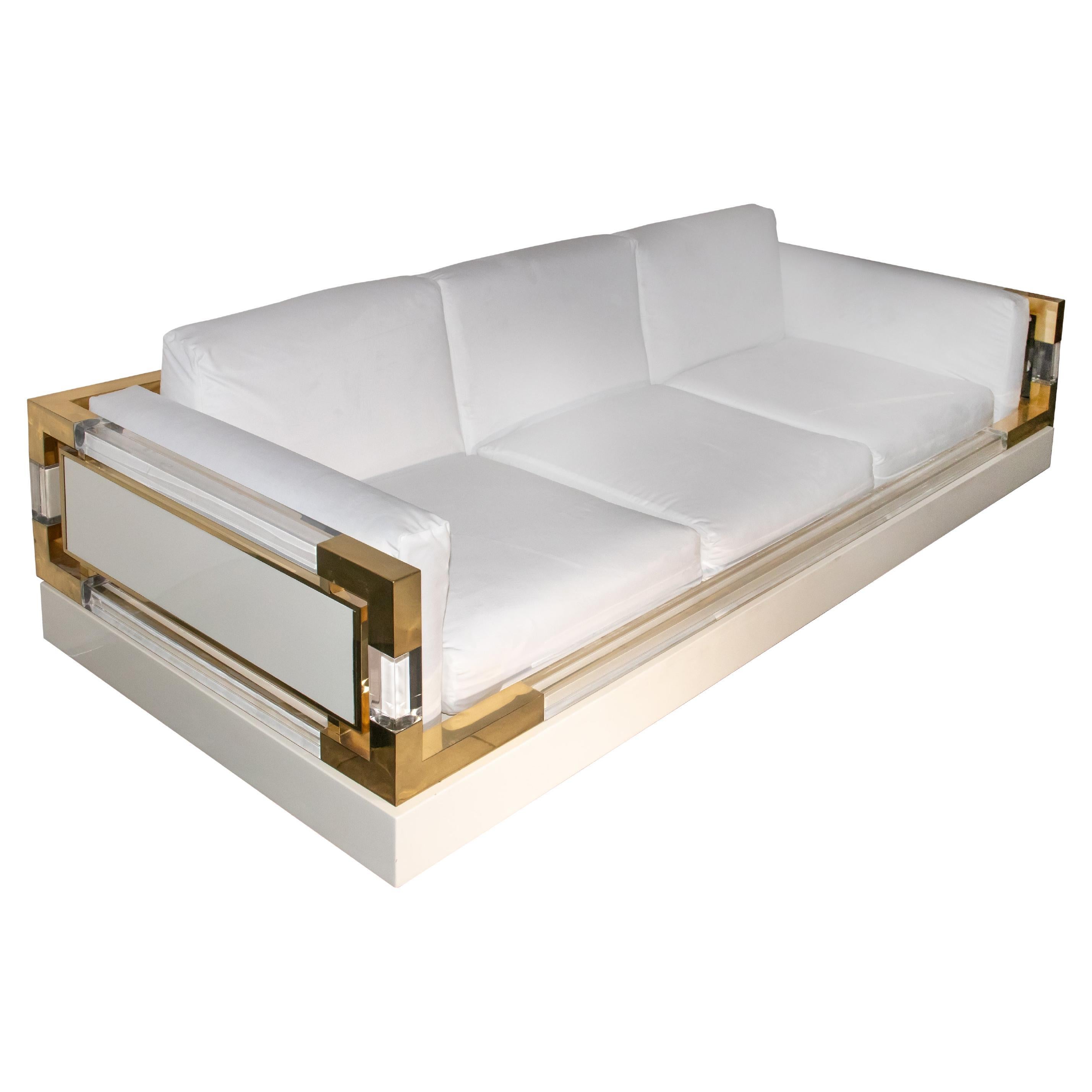 Vintage White Sofa Designed by Charles Hollis Jones, 1970s