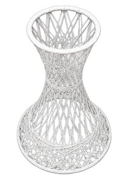 Vintage White Spun Fiberglass Hourglass Pedestals or Plant Stand, 2 Available
