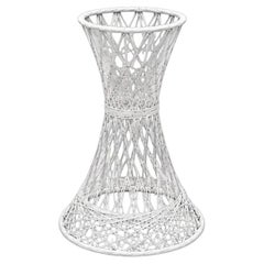 Vintage White Spun Fiberglass Hourglass Pedestals or Plant Stand, 2 Available