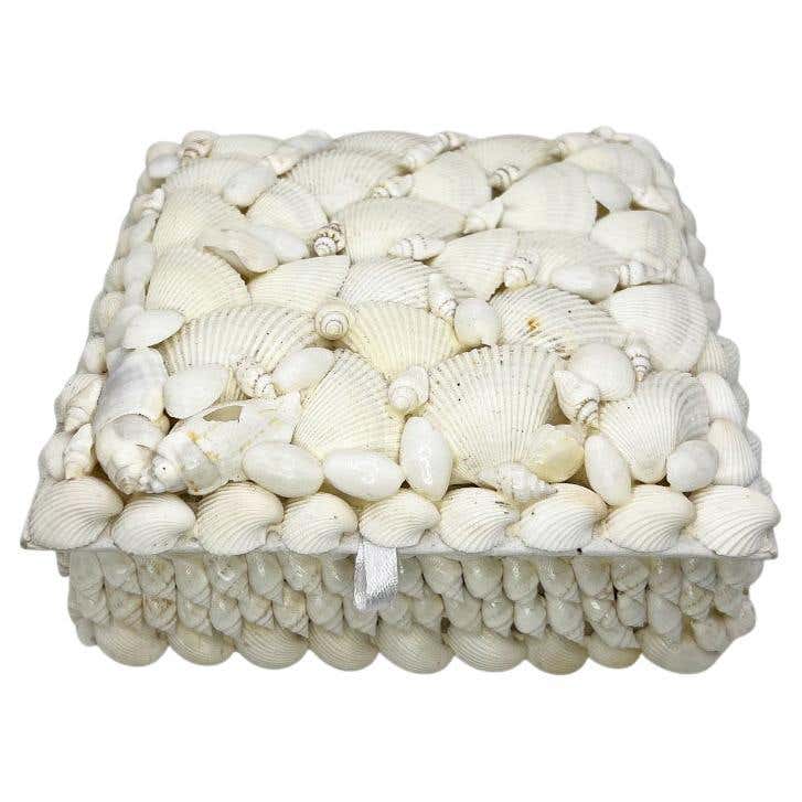 Antique Sea Shell Decorative Coffin Box with Lid For Sale at 1stDibs ...