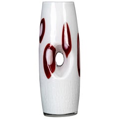 Vintage White "Stained" Murano Vase, 1960s