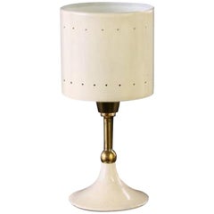 Vintage White Table Lamp, Italy, 1950s