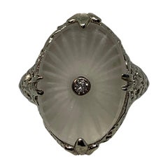Vintage White Topaz Fashion Ring in 14 Karat White Gold