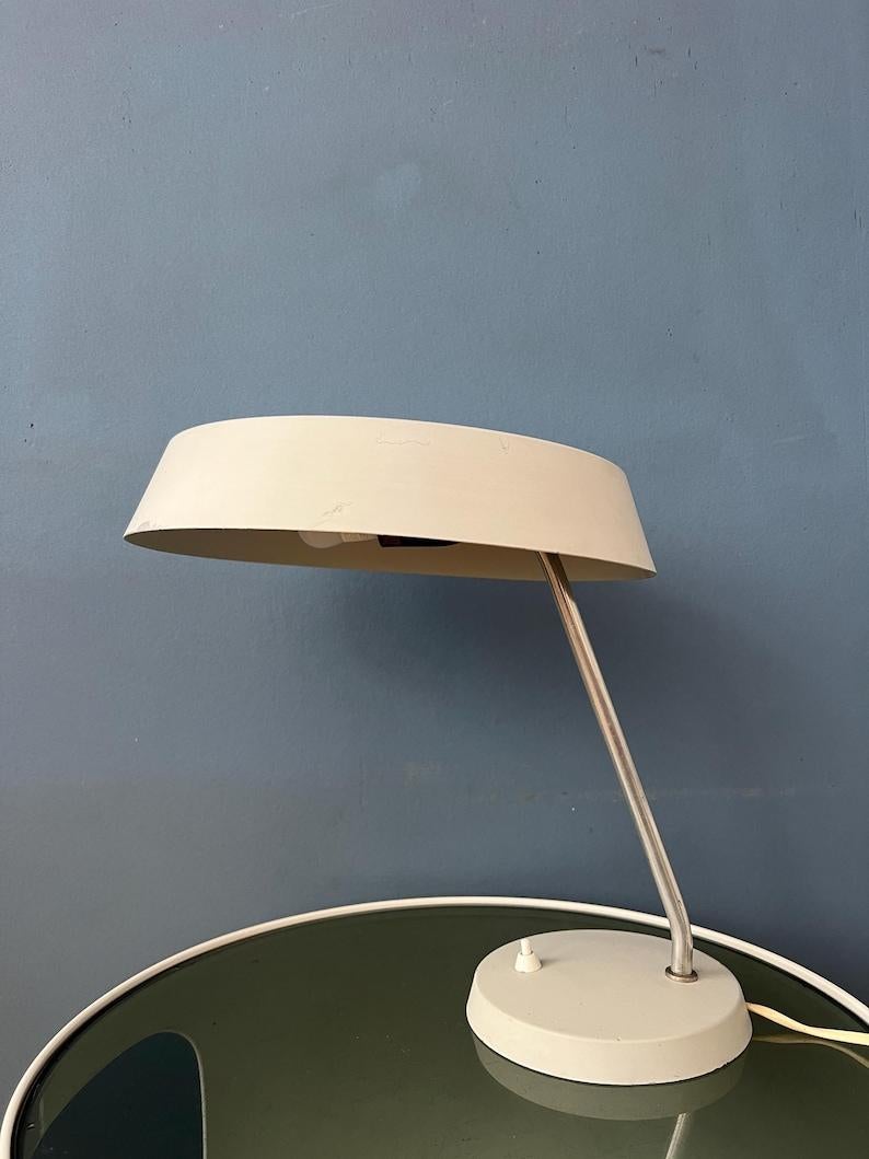 20th Century Vintage White VEB Leuchten Bauhaus Style Desk Lamp, 1970s