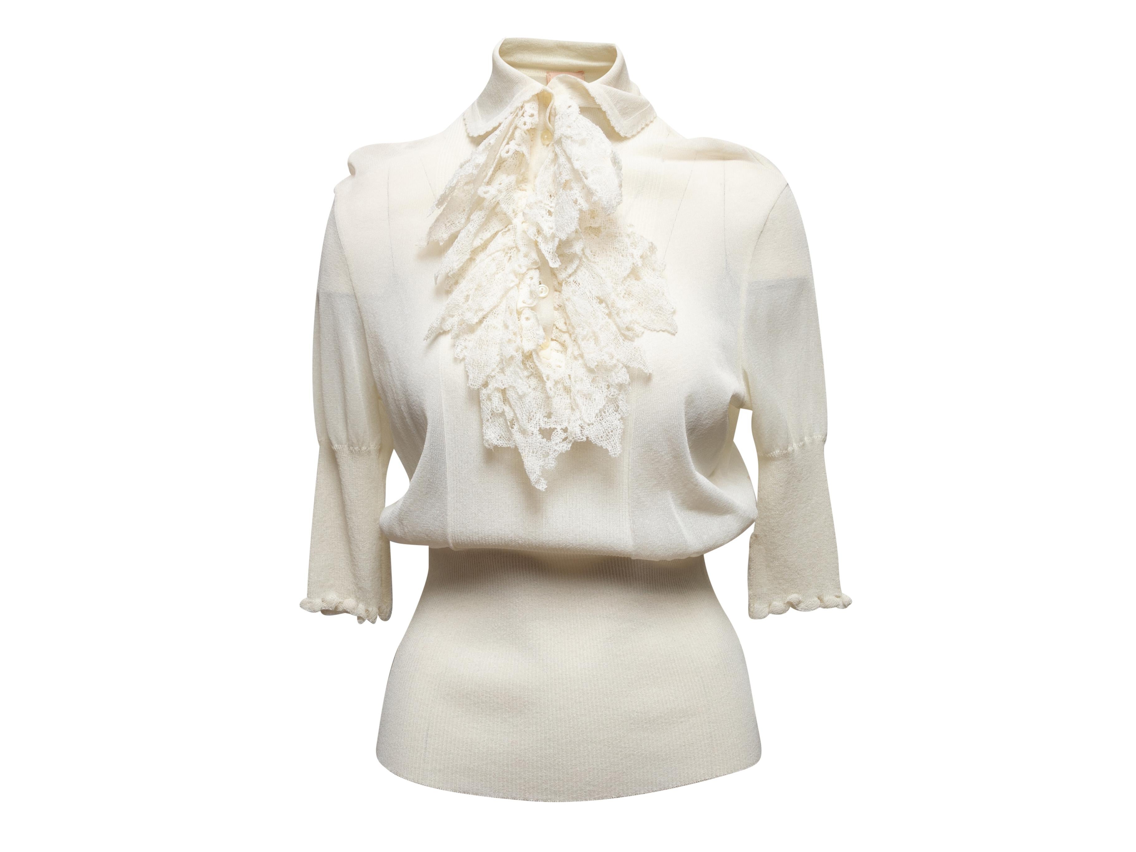 Women's or Men's Vintage White Vivienne Westwood Ruffle-Trimmed Top