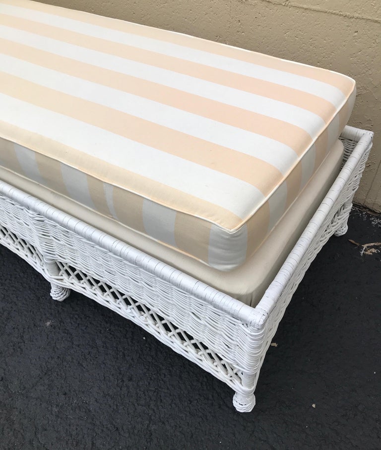 Vintage White Wicker Chaise Lounge at 1stDibs white wicker lounge