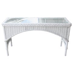 Vintage Arch shaped White Wicker Console