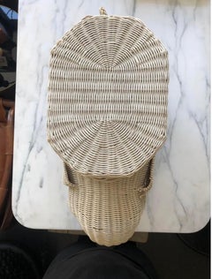 Vintage White Wicker Elephant