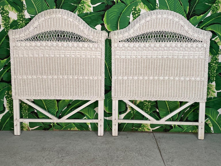Vintage White Wicker Twin Headboards, a Pair at 1stDibs white wicker