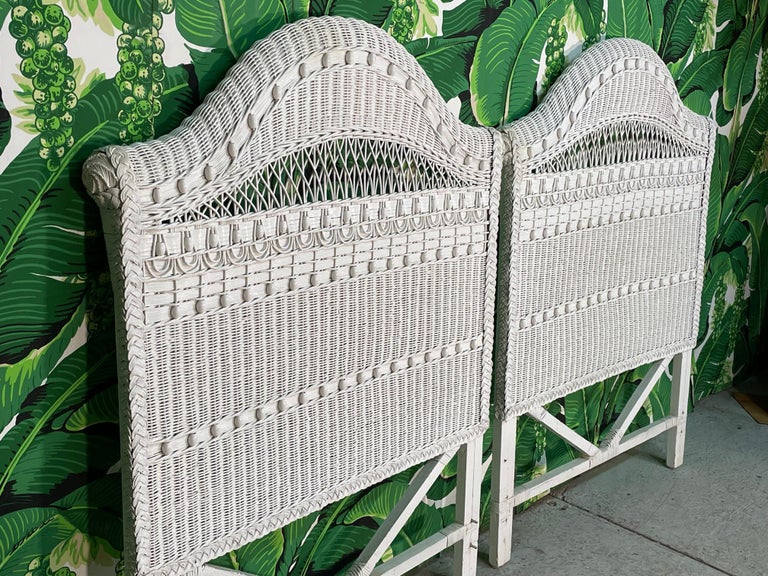 Vintage White Wicker Twin Headboards, a Pair at 1stDibs white wicker