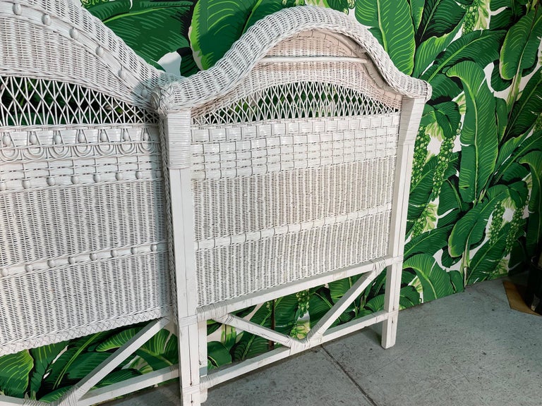 Vintage White Wicker Twin Headboards, a Pair at 1stDibs white wicker