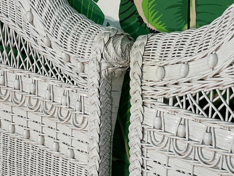 Vintage White Wicker Twin Headboards, a Pair at 1stDibs white wicker