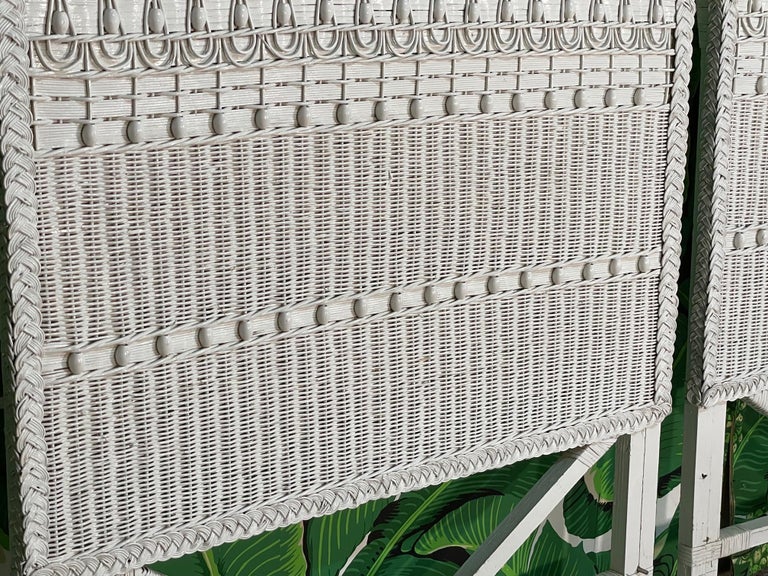 Vintage White Wicker Twin Headboards, a Pair at 1stDibs white wicker