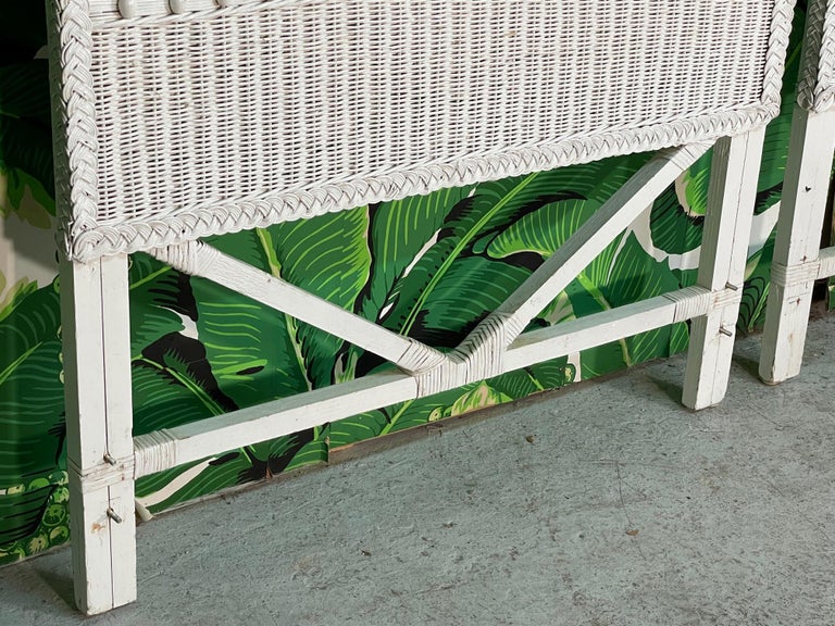Vintage White Wicker Twin Headboards, a Pair at 1stDibs white wicker