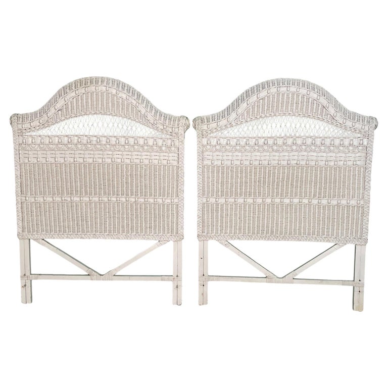 Vintage White Wicker Twin Headboards, a Pair at 1stDibs white wicker