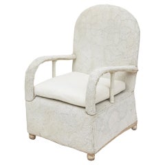 Vintage White Yoruba Glass-Beaded Tribal Chair - Two Chairs Available