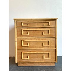 Vintage Whitecraft Oak and Bamboo Chest of Drawers