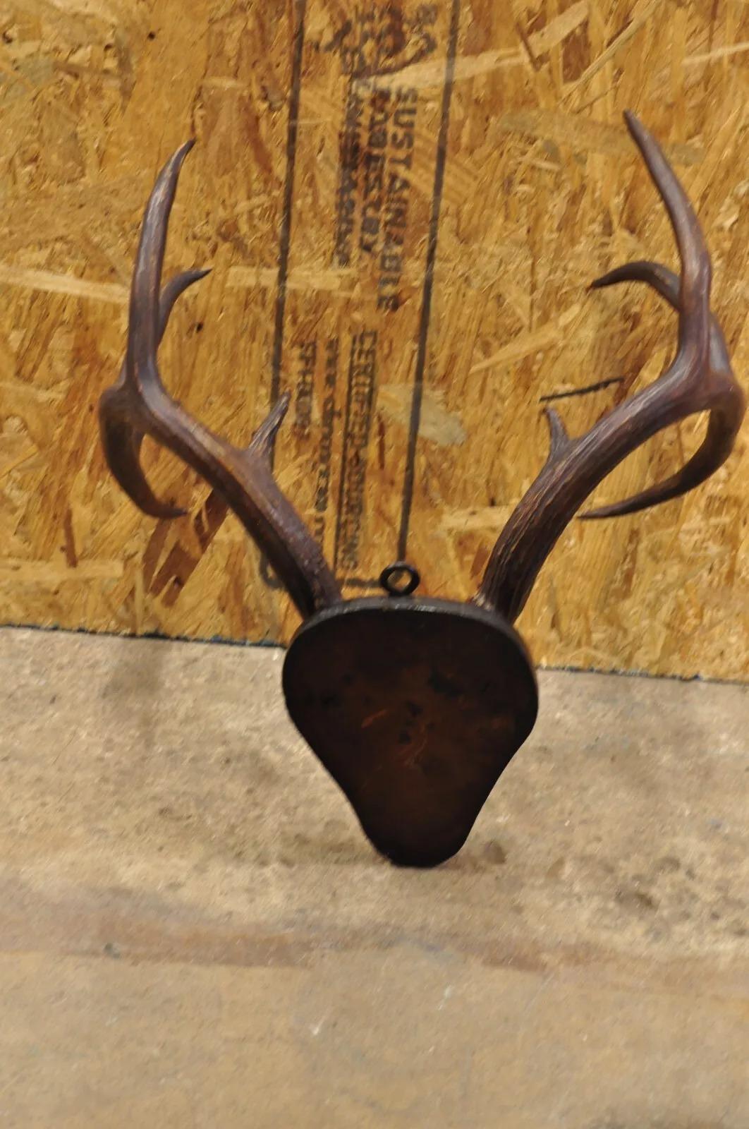 Vintage Whitetail Deer Skull Trophy Wall Mount Antlers Taxidermy Mancave Decor. Circa Mid 20th Century. Measurements (Overall):17
