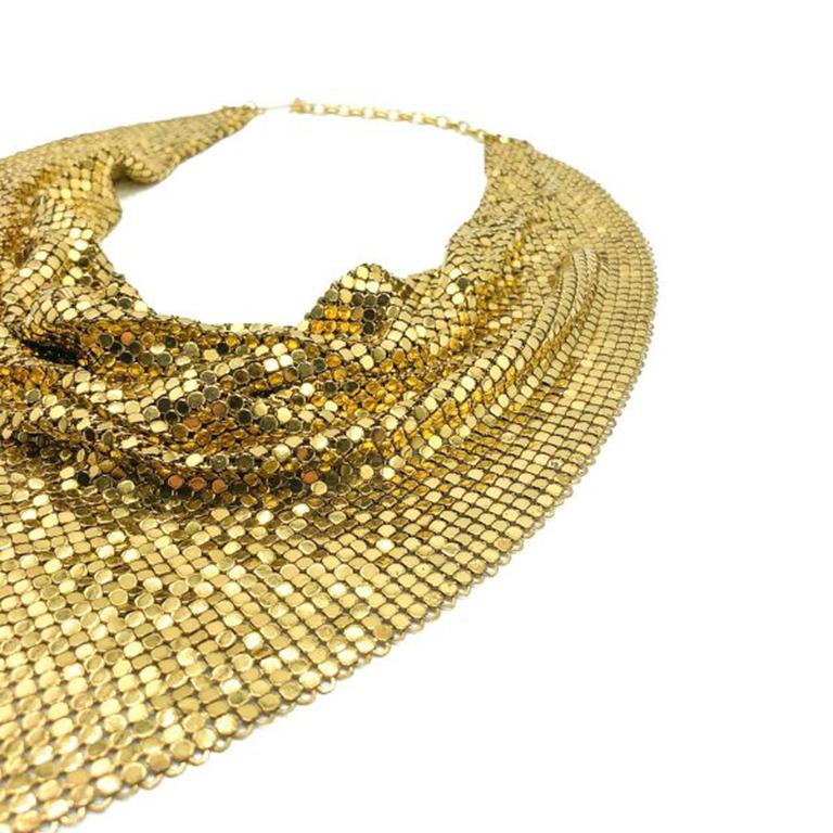 Vintage Whiting And Davis Disco Diva Chainmail Scarf Necklace 1970s In Good Condition In Wilmslow, GB