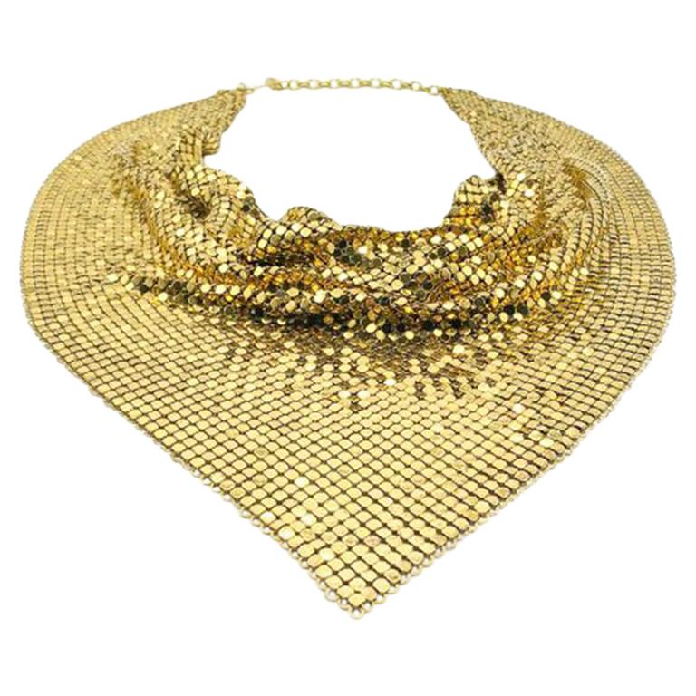 Vintage Whiting And Davis Disco Diva Chainmail Scarf Necklace 1970s