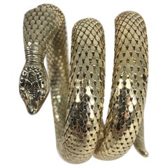 Vintage Whiting and Davis Gold Mesh Snake Bracelet 1970s