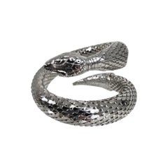 Vintage Whiting and Davis Silver metal mesh snake bracelet 1970s