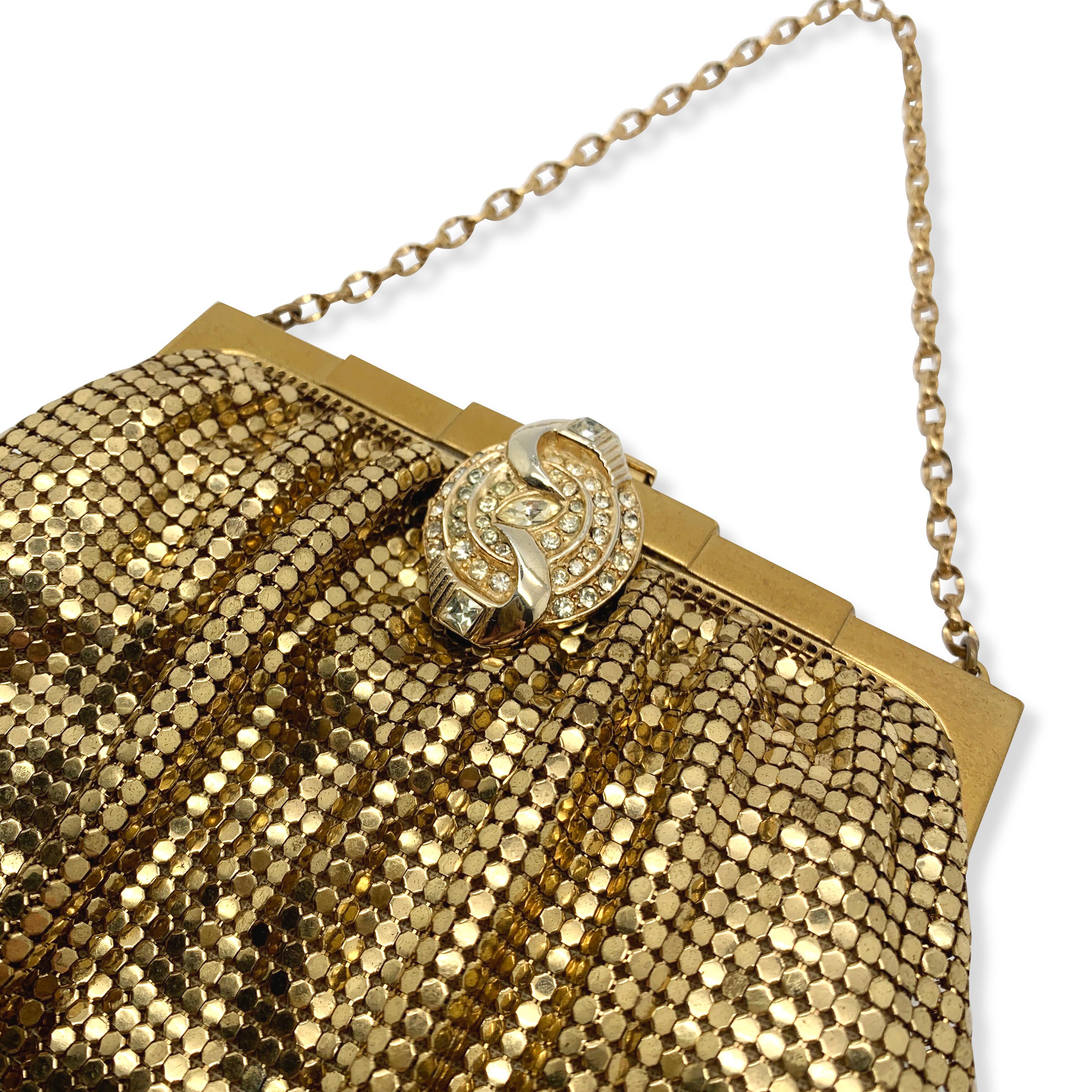 1950\u2019s Vintage Whiting & Davis Silver Chain Mail Metal Mesh Purse with Chain Strap