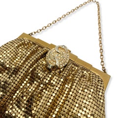 Vintage Whiting & Davis Art Deco Style Chainmail and Crystal Evening Bag 1950s