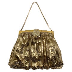 Retro Whiting & Davis Art Deco Style Chainmail and Crystal Evening Bag 1950s