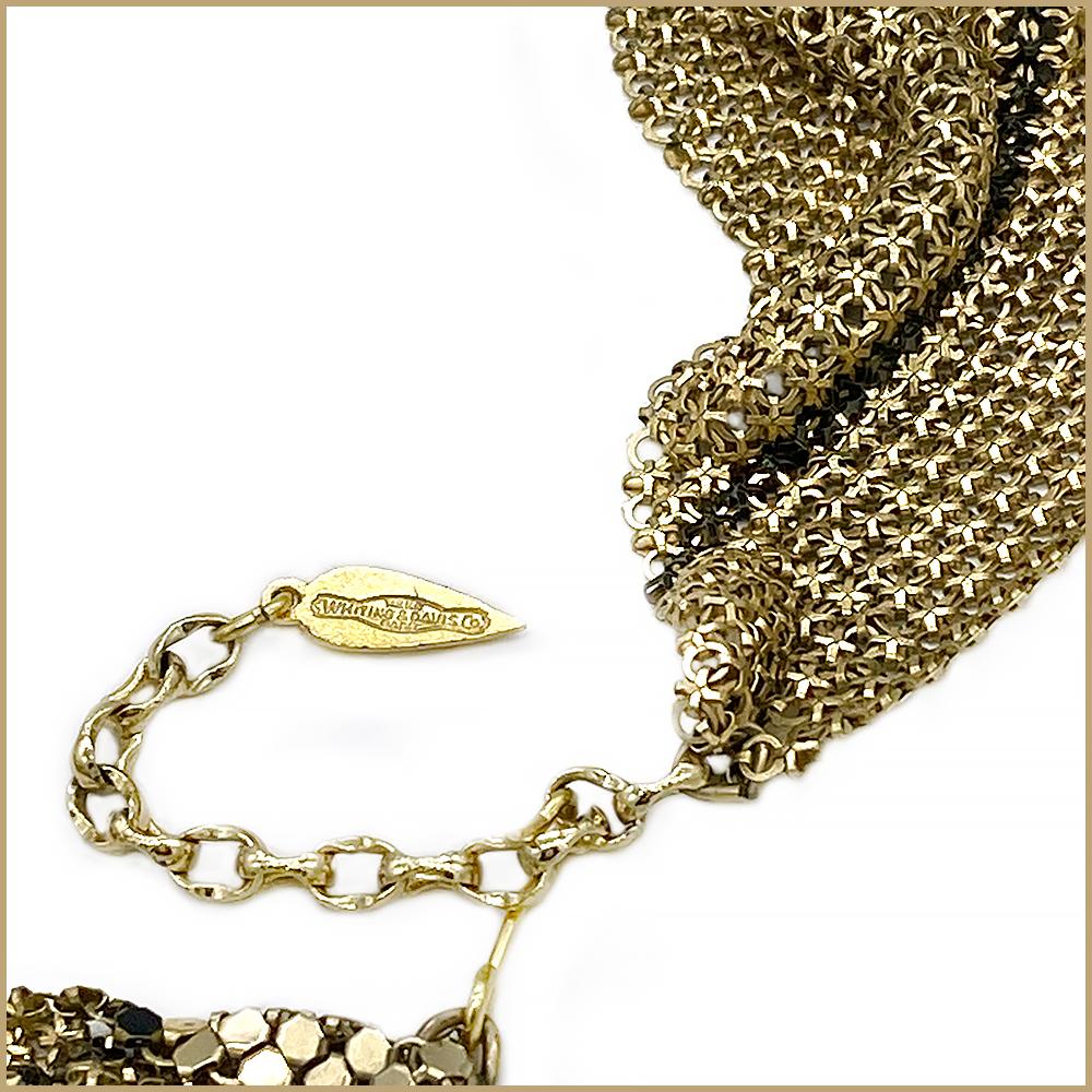 Vintage Whiting & Davis - Collana con sciarpa in maglia d'oro in vendita 1