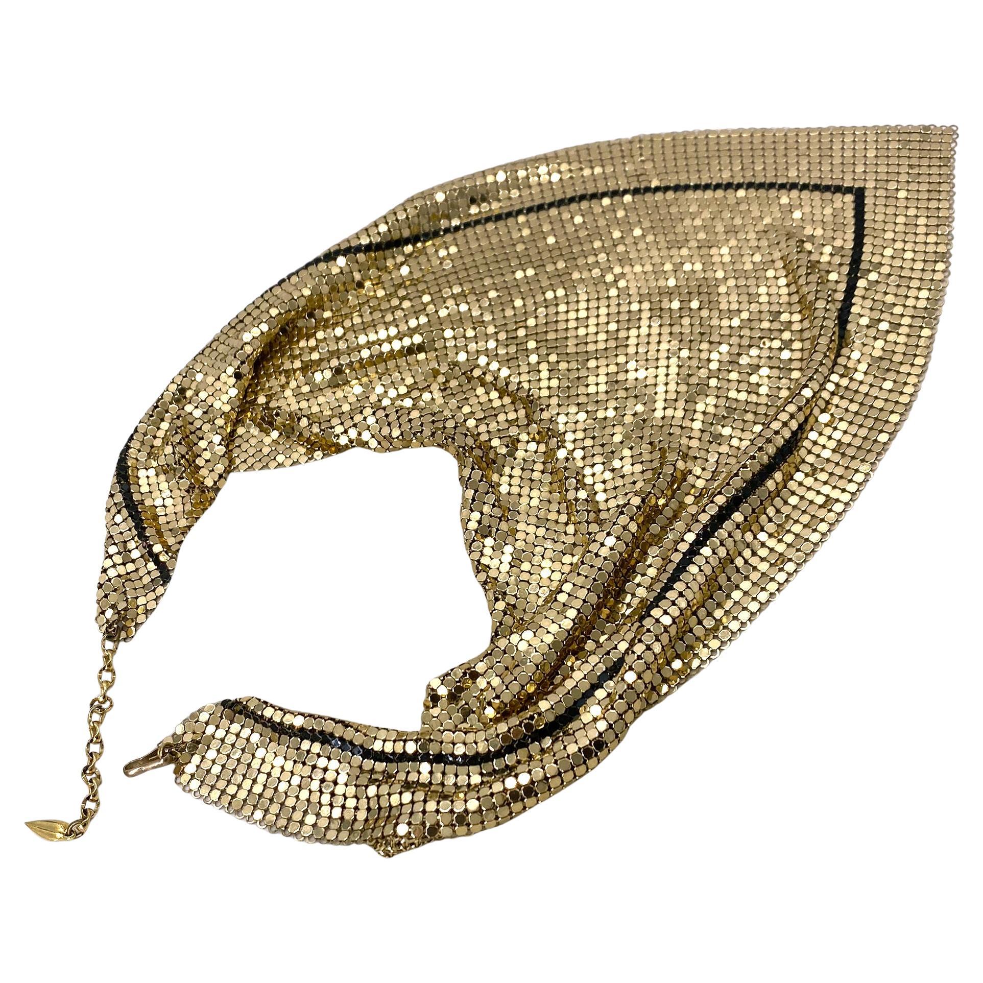 Vintage Whiting & Davis - Collana con sciarpa in maglia d'oro