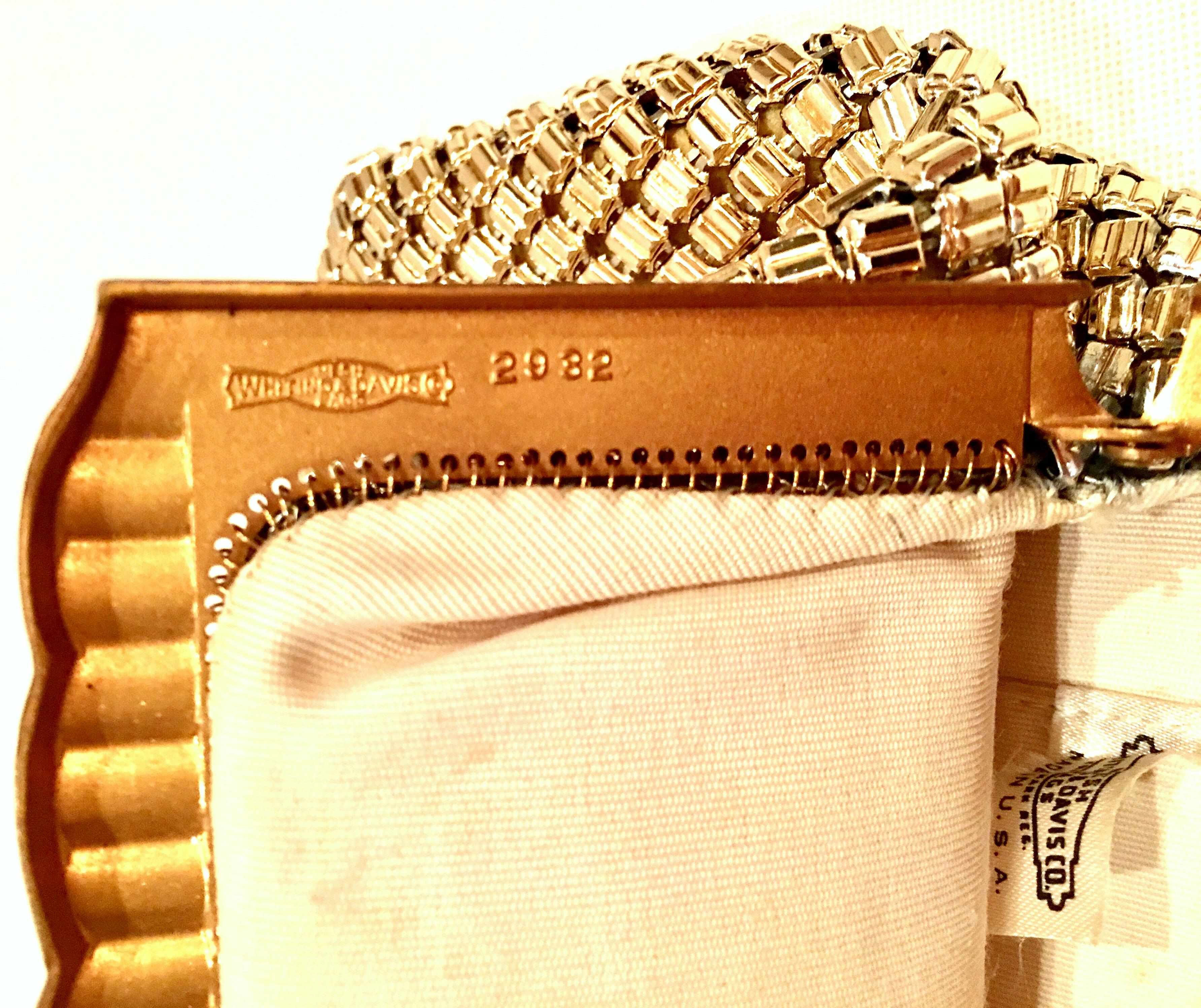 Women's or Men's Vintage Whiting & Davis Gold Metal Mesh Handbag For Sale