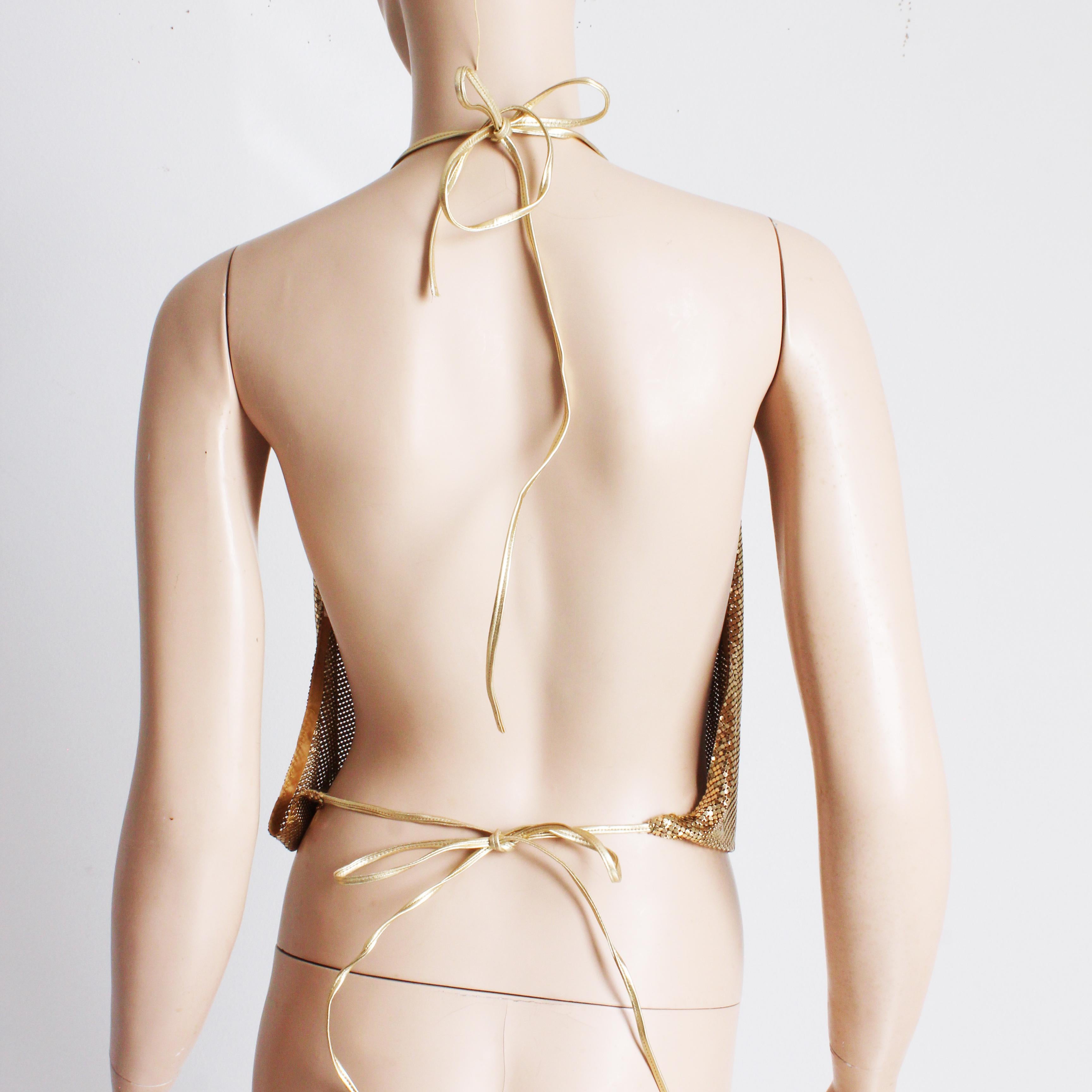 Whiting & Davis ensemble de 3 pièces, sac de soirée, sac de soirée et bande de tête vintage en maille dorée en vente 1