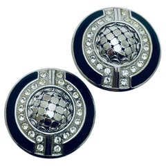 Vintage Whiting DAVIS signed silver tone designer clip on earrings