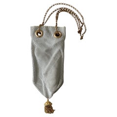 Vintage Whiting & Davis White Armor Mesh Drawstring Bucket Bag (c. 1950s–1960s)