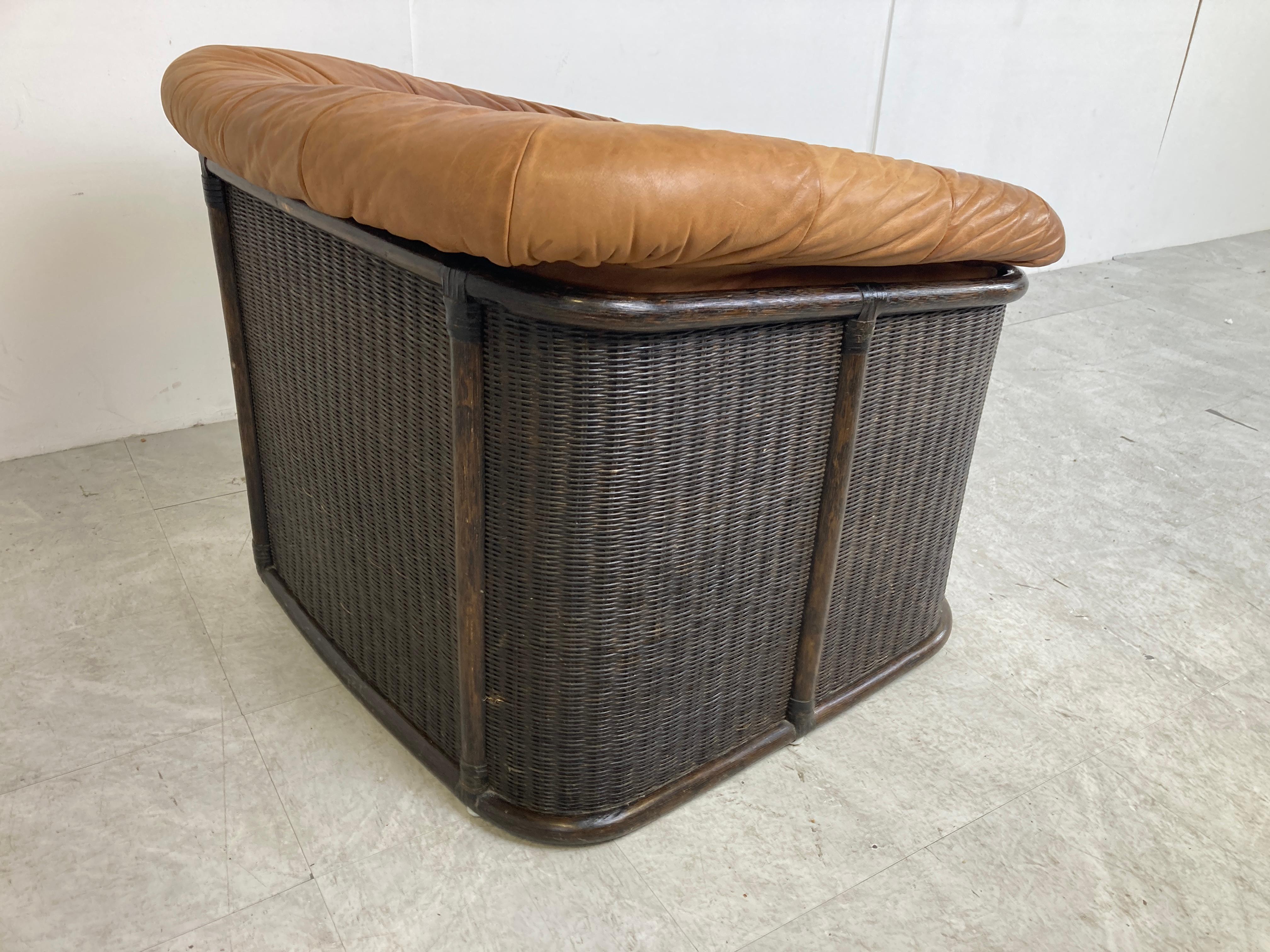 Vintage-Sofa aus Weide und Leder, 1960er Jahre im Angebot 6