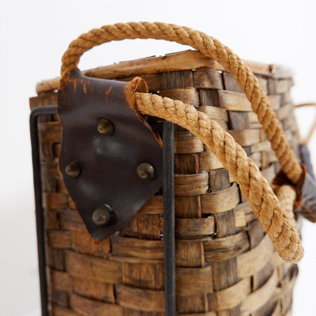 20th Century Vintage wicker and metal Magazine Holder - 1960s