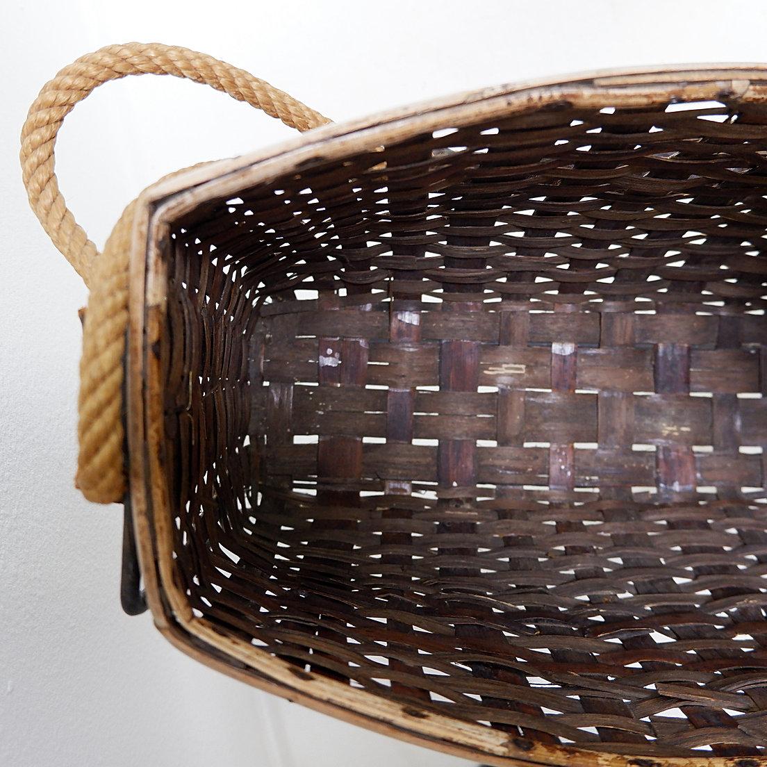 Metal Vintage wicker and metal Magazine Holder - 1960s