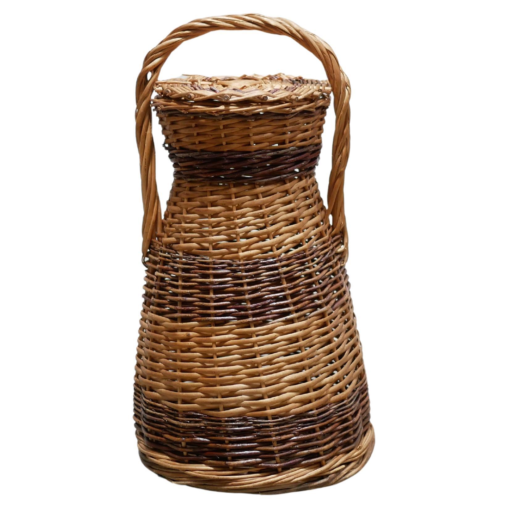Panier vintage en osier et rotin