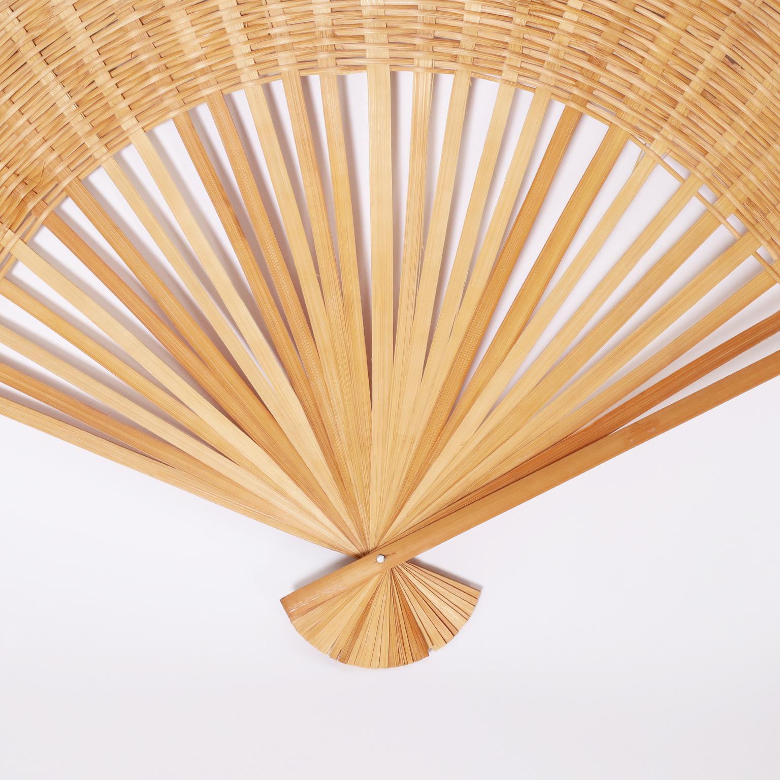 British Colonial Vintage Wicker and Rattan Hand Fans For Sale