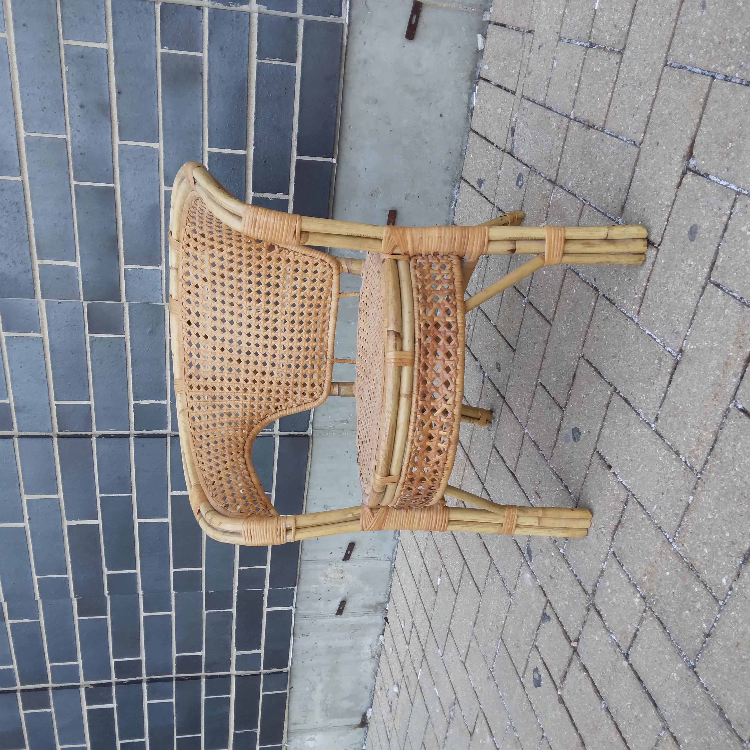 Bohemian Vintage Wicker Armchair For Sale