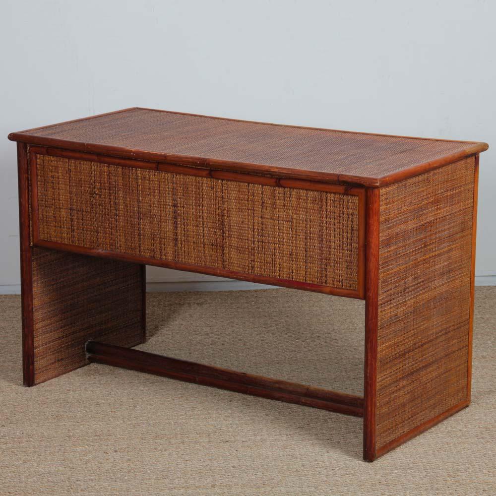 Vintage Schreibtisch aus Rattan, Bambus und Messing von Dal Vera, 1970er Jahre im Angebot 3