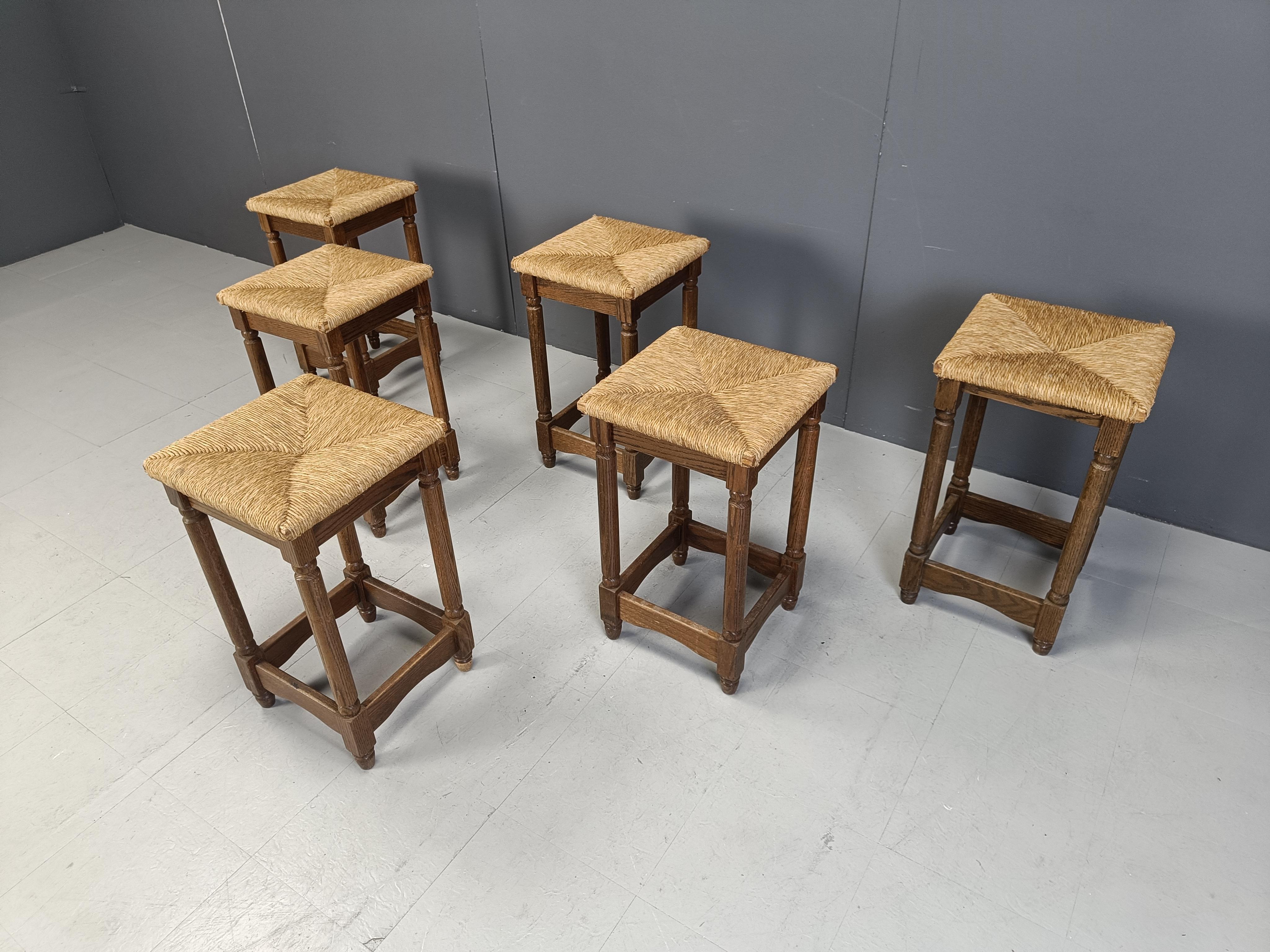 Mid-20th Century Vintage wicker bar stools - set of 6, 1960s For Sale